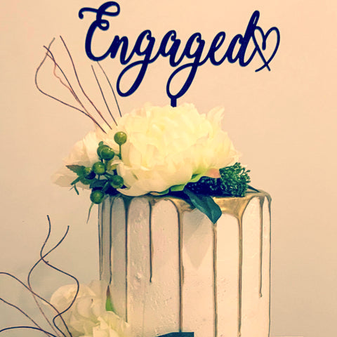 Engaged with heart or ring Cake Topper