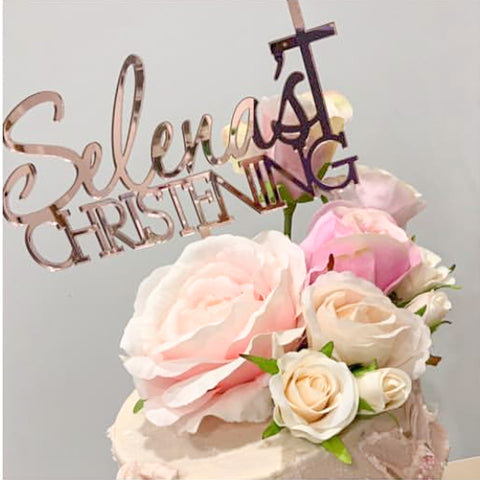 Name Christening & Cross Cake Topper