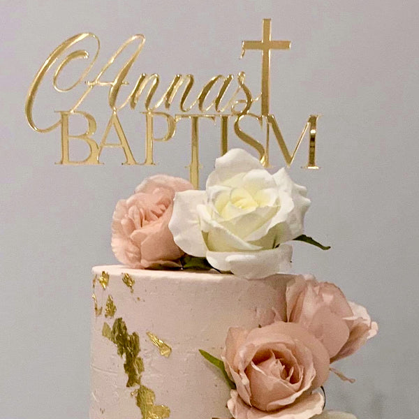 Name Baptism Cake Topper